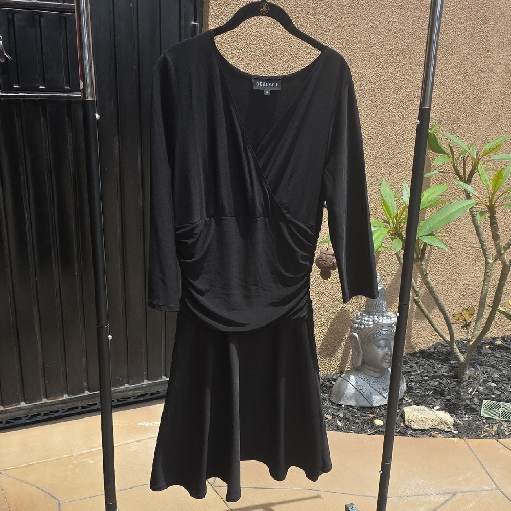 Rekucci Black Ruched Long Sleeve Sheath Dress
